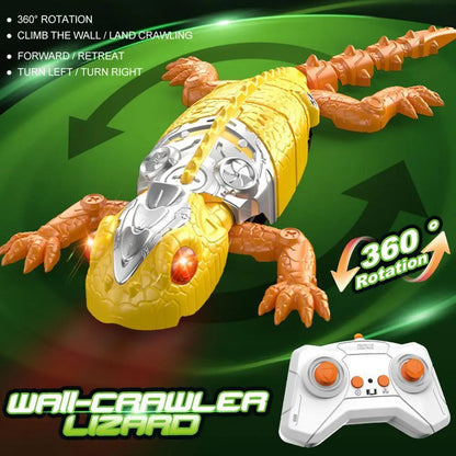 Realistic Biomimetic RC Wall Climbing Lizard Robot Toy Remote Control Gecko That Climb Glass & Smooth Wall Decor Christmas Gift